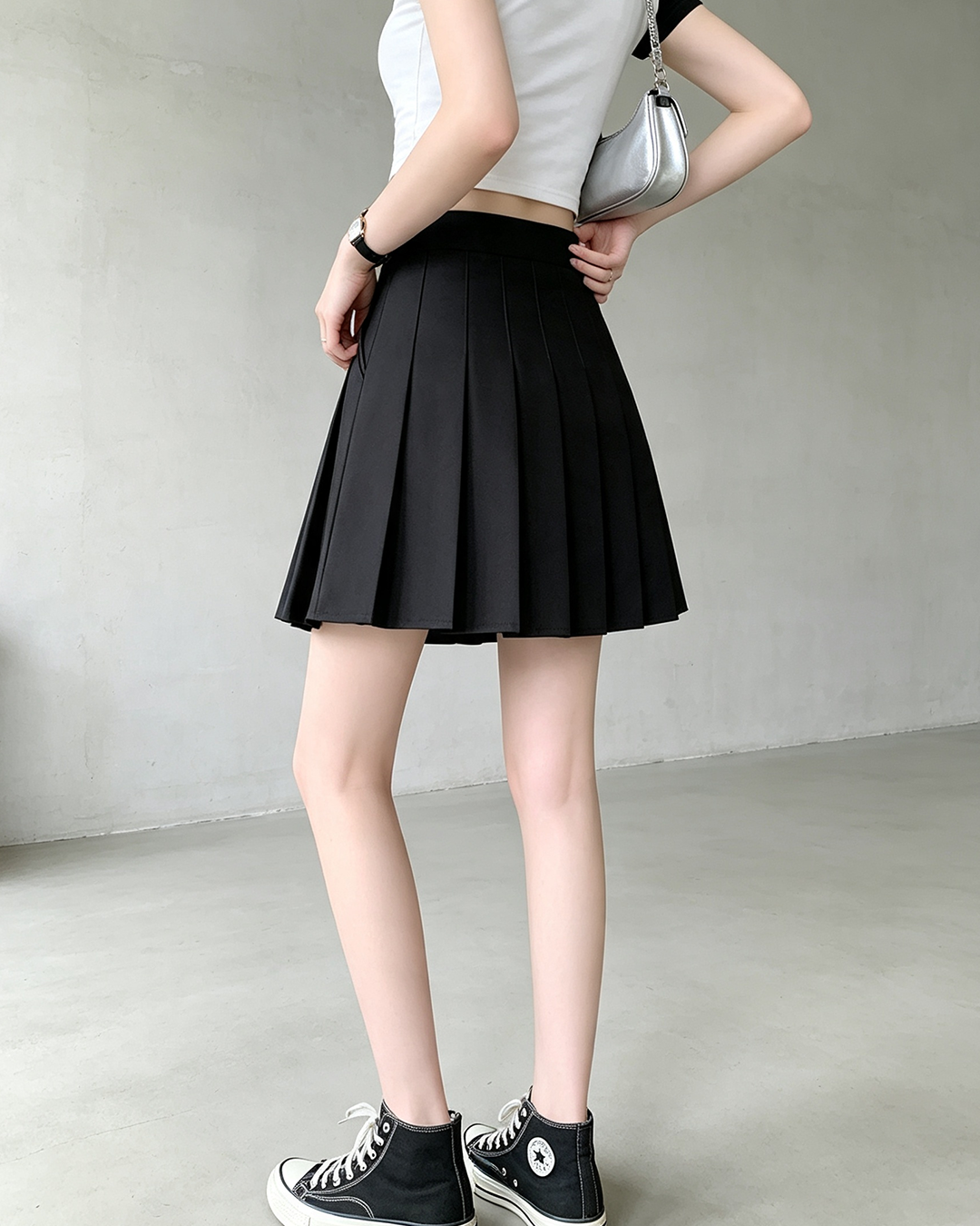 High Waist Pleated Skirt With Pockets For Women