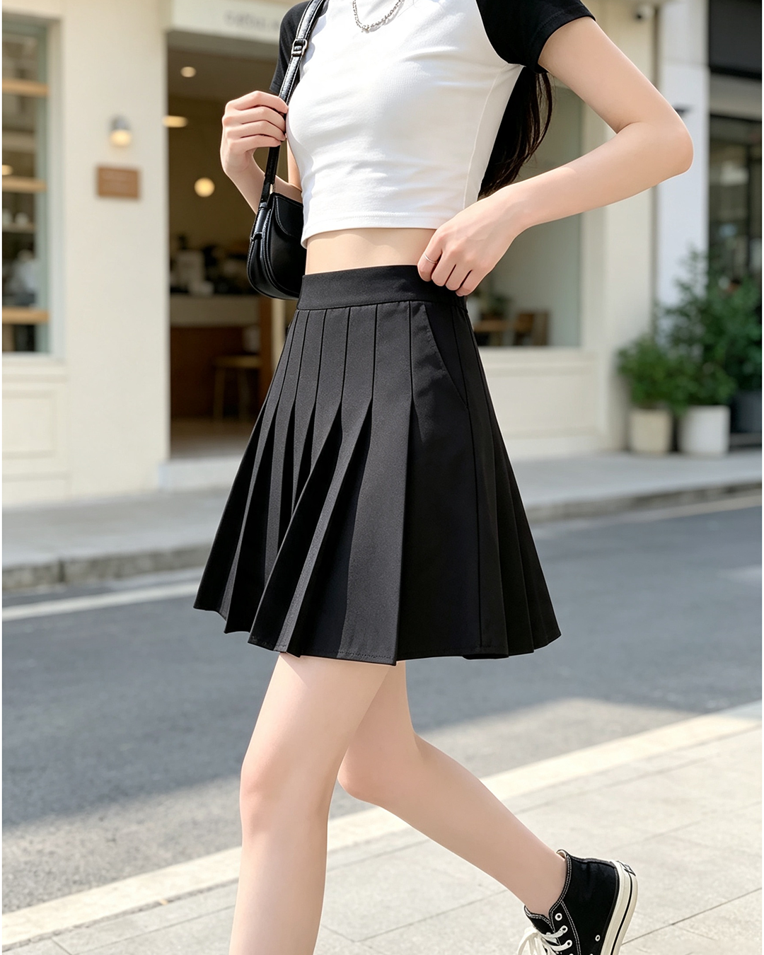 High Waist Pleated Skirt With Pockets For Women