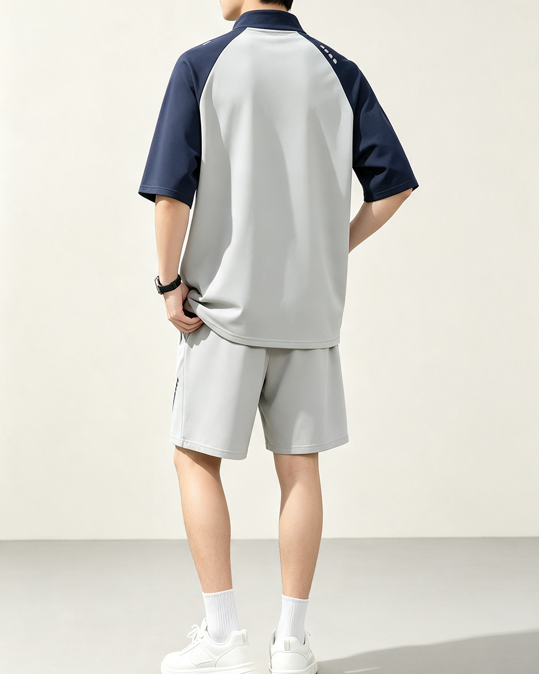 Men Half Zip Quick Dry Sports Short Sleeve Tee
