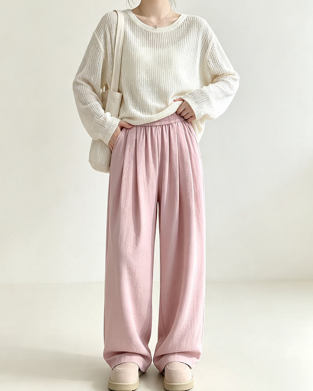Women Casual Draped Wide Leg Trousers